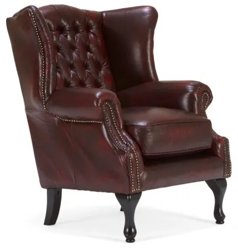 furniture-nabytek.cz - Kreslo ušák Chesterfield Pittsfield z pravej kože, červené