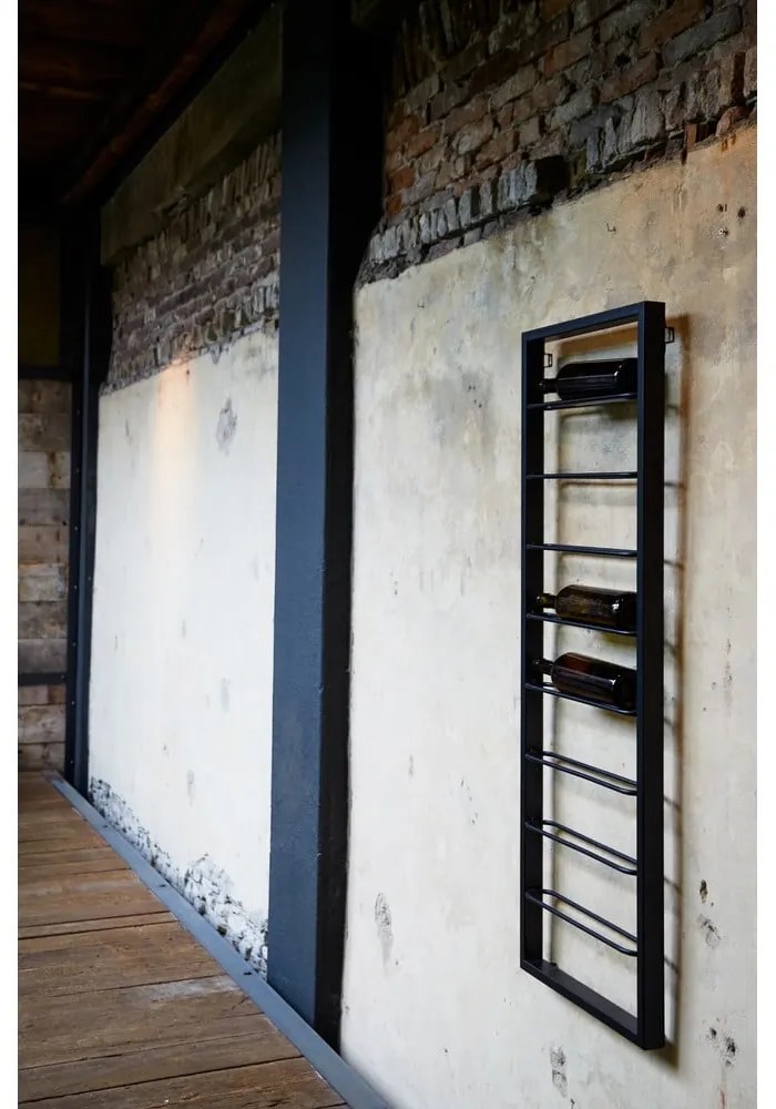 Čierny nástenný kovový regál na víno 42x120x6 cm Macaben – Light & Living