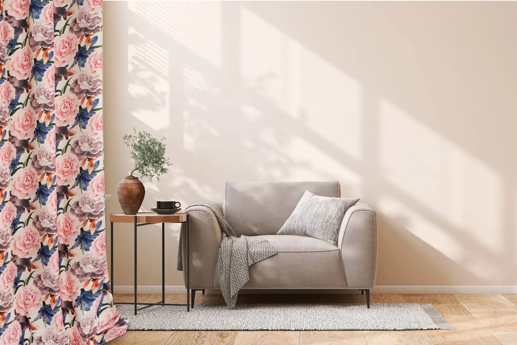 Záves s krúžkami VELVET LIGHT ružový 140x250 cm