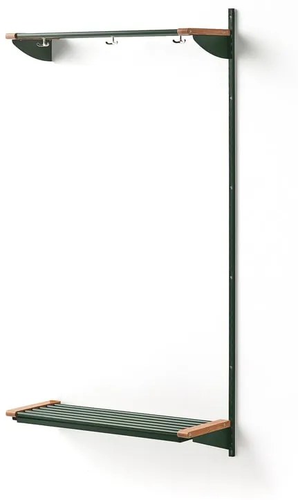 Vešiaková stena JEPPE s hornou policou, prídavná sekcia, 1790x900x310 mm, zelená/dub