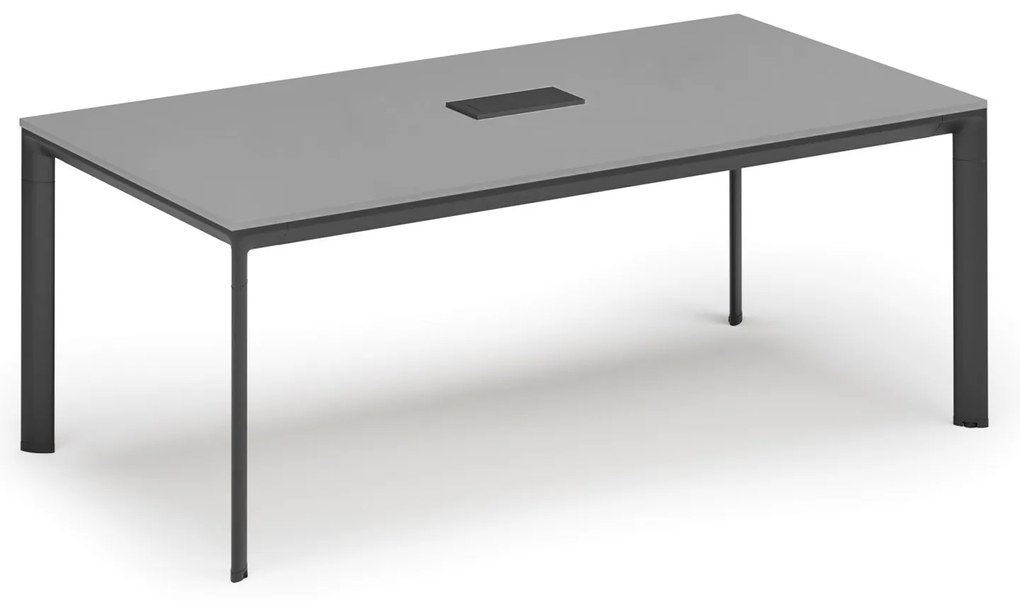 Rokovací stôl PRIMO INVITATION, 240x120 cm, sivá + stolná zásuvka TYP I, čierna
