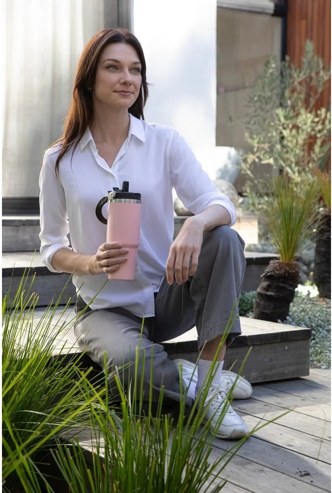 Sivá cestovná fľaša z nehrdzavejúcej ocele 1 l Eco – Ladelle