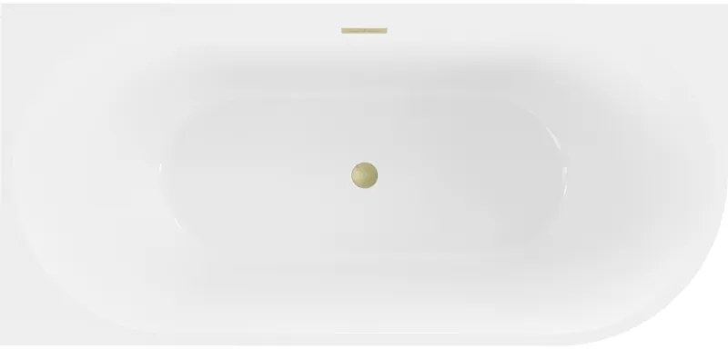 Mexen Mia, voľne stojaca rohová vaňa, lavá, 180 x 80 cm, biela-čierna, zlatý matný prepad, 52691808075L-55