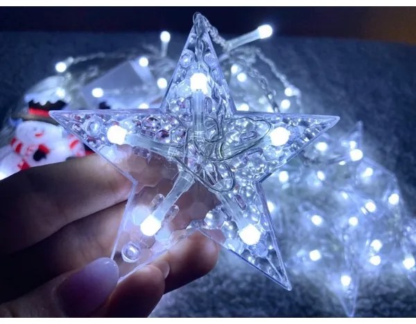 Grugen Svetelný záves 95LED snehuliak s hviezdičkami 2,5 m