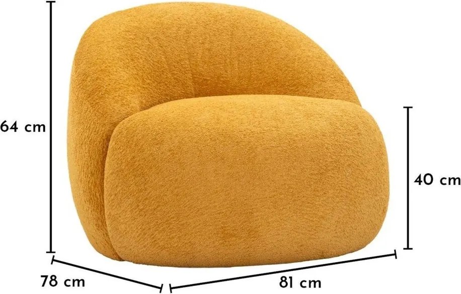 Kreslo z textílie buklé v horčicovej farbe Ginerva – Mauro Ferretti