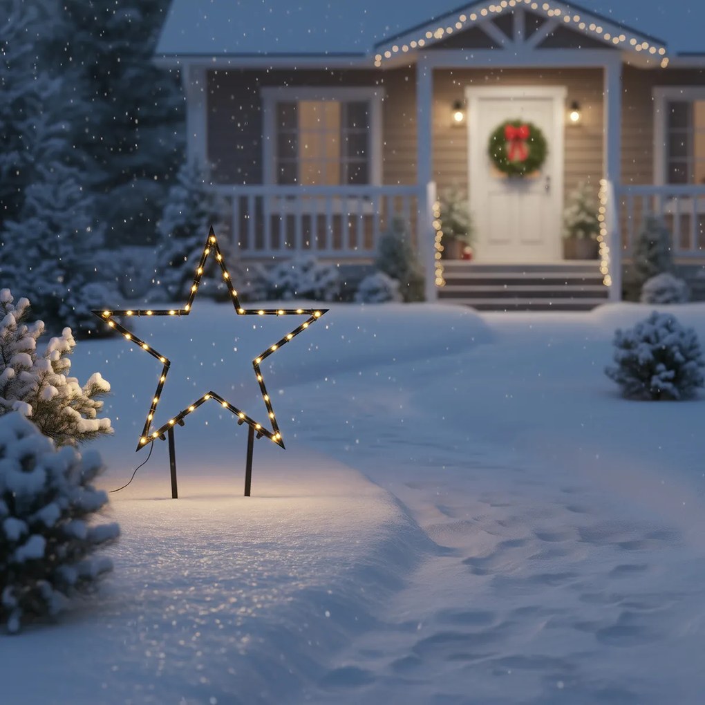 Vianočný reflektor Hviezda Vianoce čierna 60 cm vrátane LED IP44 - Kas