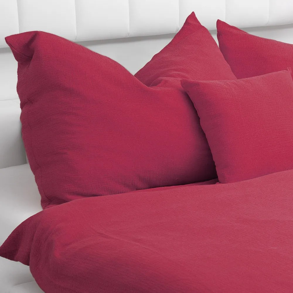 Biante Detské mušelínové posteľné obliečky do postieľky Nature MSN-042 Malinovo červené Do postieľky 100x135 a 40x60 cm