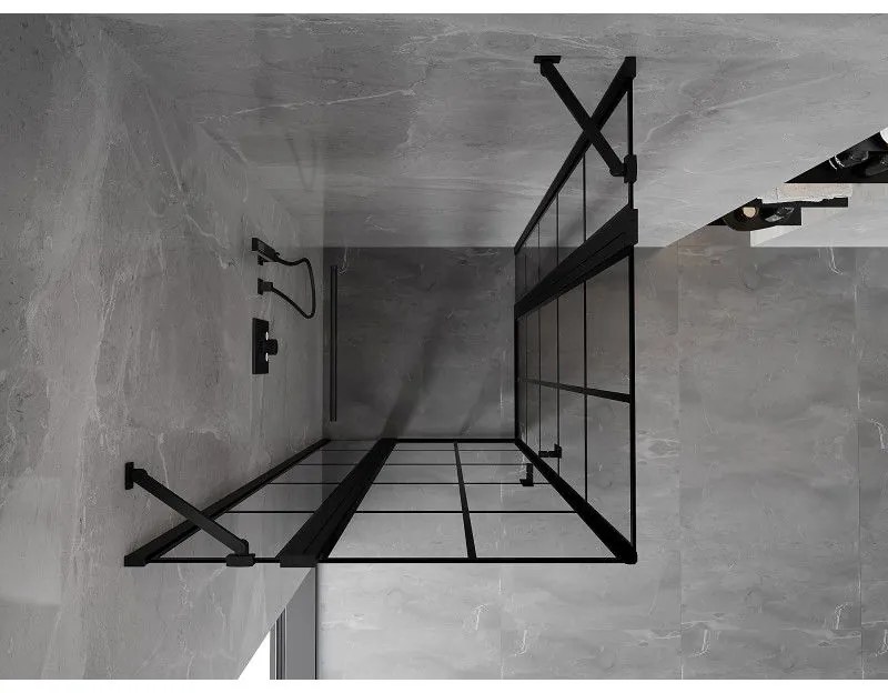 Mexen, Mexen Mist Duo výklopný sprchový kút 115 x 115 cm, čierna mriežka - 8A4-115L-115P-70-77