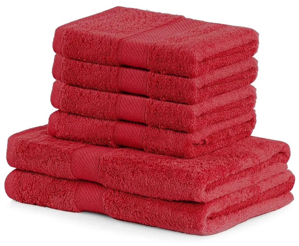 Set 2 červených osušiek a 4 uterákov DecoKing Bamby