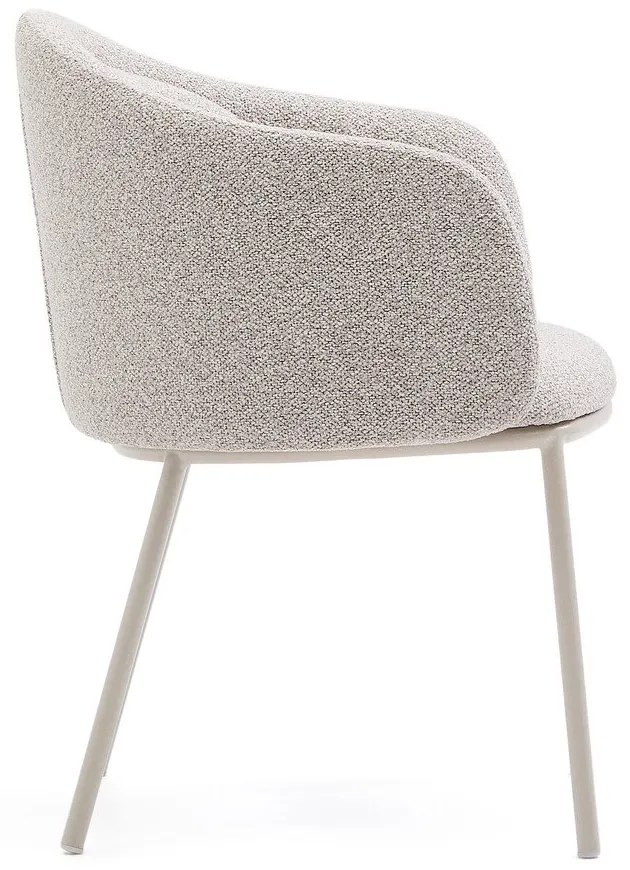 Sivobéžové čalúnené jedálenské kreslo s podrúčkami Minda – Kave Home