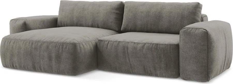 Sivá ženilková rozkladacia rohová pohovka (ľavý roh/s leňoškou) Kuki – Makamii