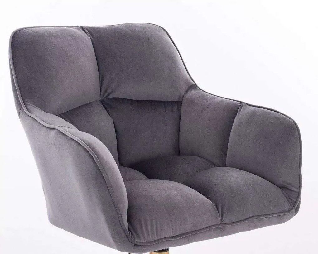 LuxuryForm DESIGN Kreslo AMALFI VELUR na zlatej podstave s kolieskami - tmavo šedé