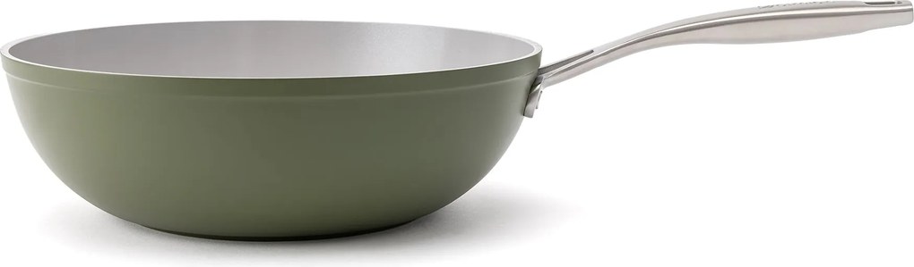 Elmich Nepriľnavá keramická panvica wok Zen Ø 28 cm – olivovozelená