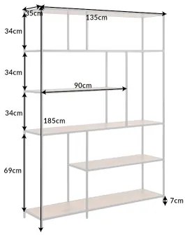 Knižnica/Regál 42026 135cm Slim Line Divoký Dub  - Komfort-nábytok