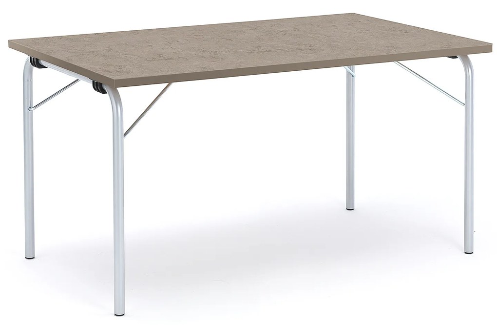 Skladací stôl NICKE, 1400x800x720 mm, linoleum - svetlošedá, strieborná