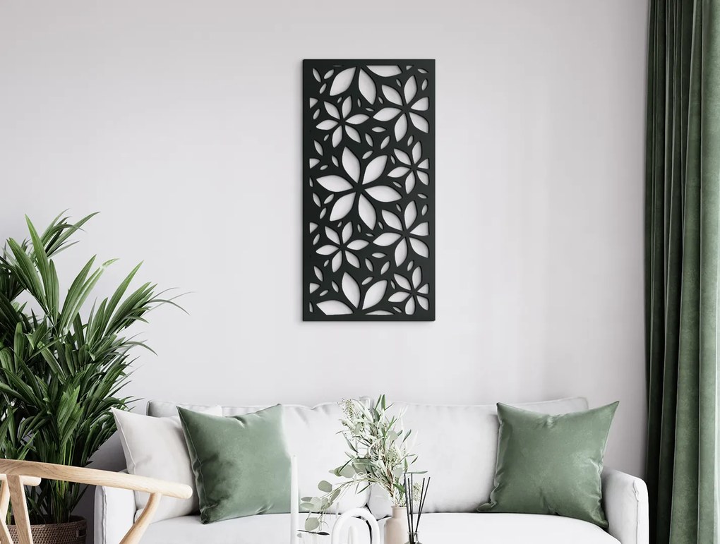 drevko Moderný obraz na stenu Rozkvitnuté kvety Rozmer obrazu: 44,5 x 22 cm, Farba dekorácie: Čierna