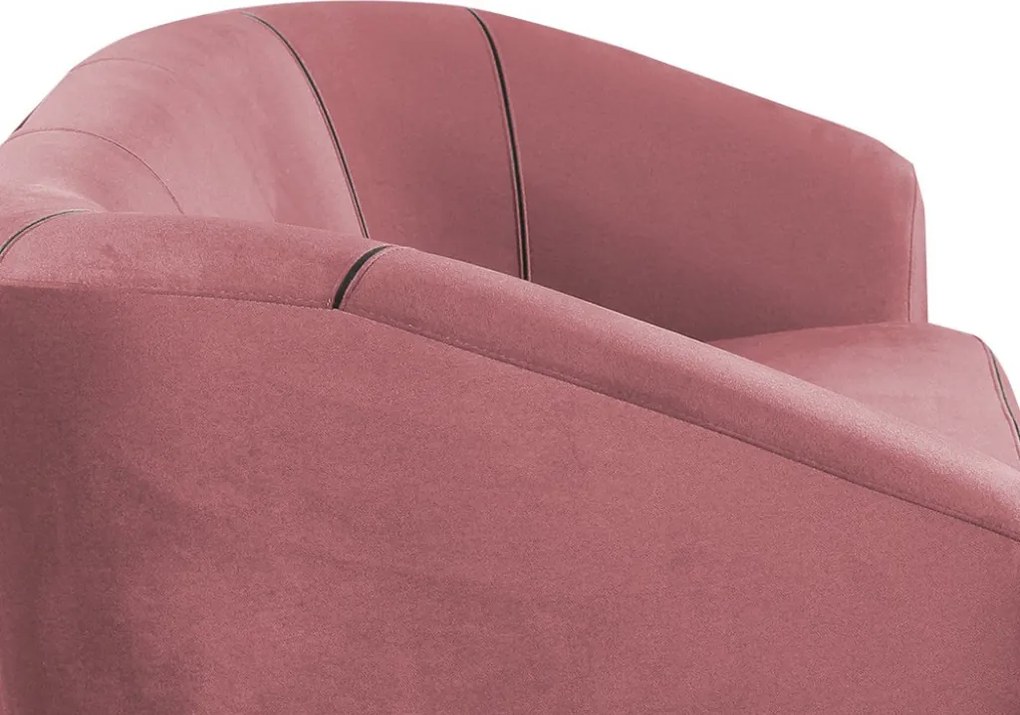 Trojmiestna pohovka Olivio, tmavo ružová zamatová látka