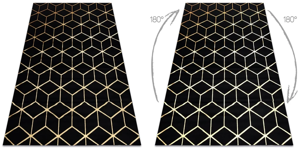 Koberec, Behúň GLOSS 409C 86 Kocky, glamour, art deco čierno / zlatý