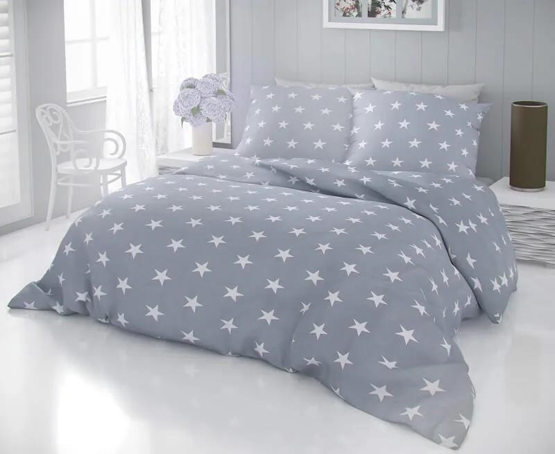 Kvalitex Obliečky DELUX STAR sivé Bavlna, 140x200 cm