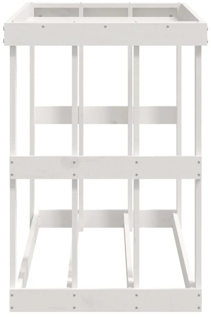 Vonkajší držiak na polená biely 108x52x74 cm masívna borovica