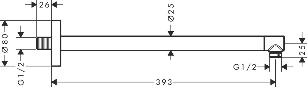 Hansgrohe Hansgrohe, sprchové rameno S 390 mm, čierna matná, HAN-24357670