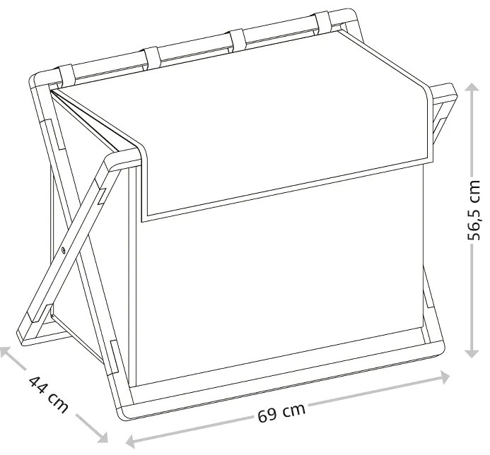 Kesper Kôš na triedenú bielizeň, čierny s bambusovým rámom, 69x41x56,5 cm