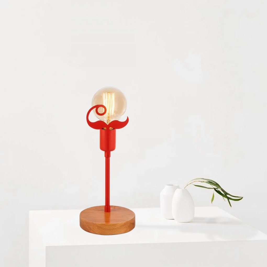 Stolová lampa Beami orech/červená