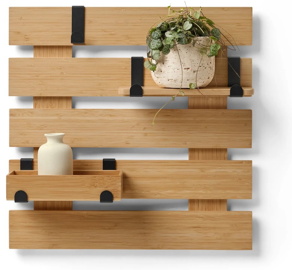 Nástenná polica s flexibilnými háčikmi a dnom