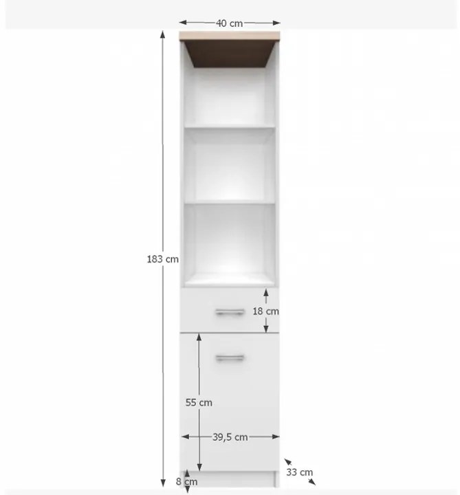 Regál Topty Typ 4 - biela / dub sonoma