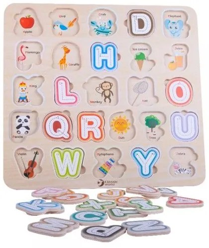 Vkladačka/Puzzle doskové obrysové abeceda drevo