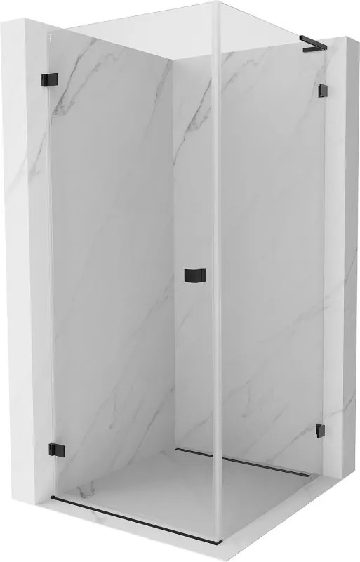 Mexen Lunar-B L, 1-krídlový sprchový kút, ľavý, 90 x 90 cm, 8mm číre sklo, čierny profil, 832L-090-090-70-00-L