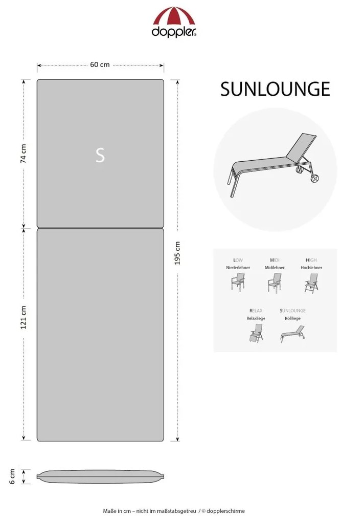 Doppler STAR 2025 - polster na záhradné lehátko, bavlnená zmesová tkanina