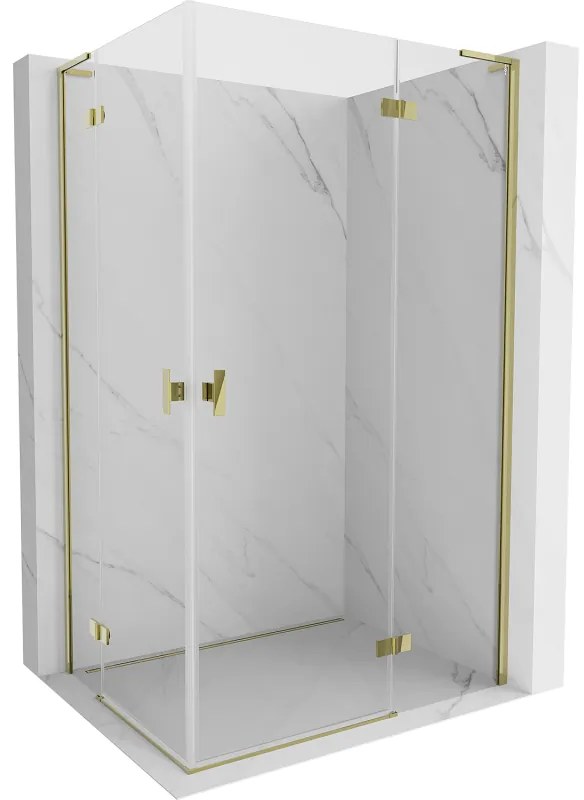 Mexen Mist-H L Duo, 2-krídlový sprchový kút 70 x 120 cm, číre sklo, zlatý lesklý profil, 8A5L-070L-120P-50-00