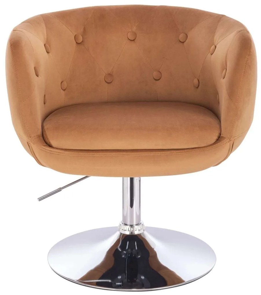 LuxuryForm DESIGN Kreslo MONTANA VELUR na striebornom tanieri - medové