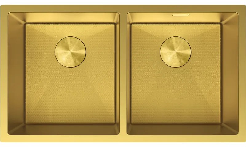 Mexen Binox, 2-komorový nerezový drez 800 x 450 mm, brúsená zlatá, vzor voština, 6421802000-55HC