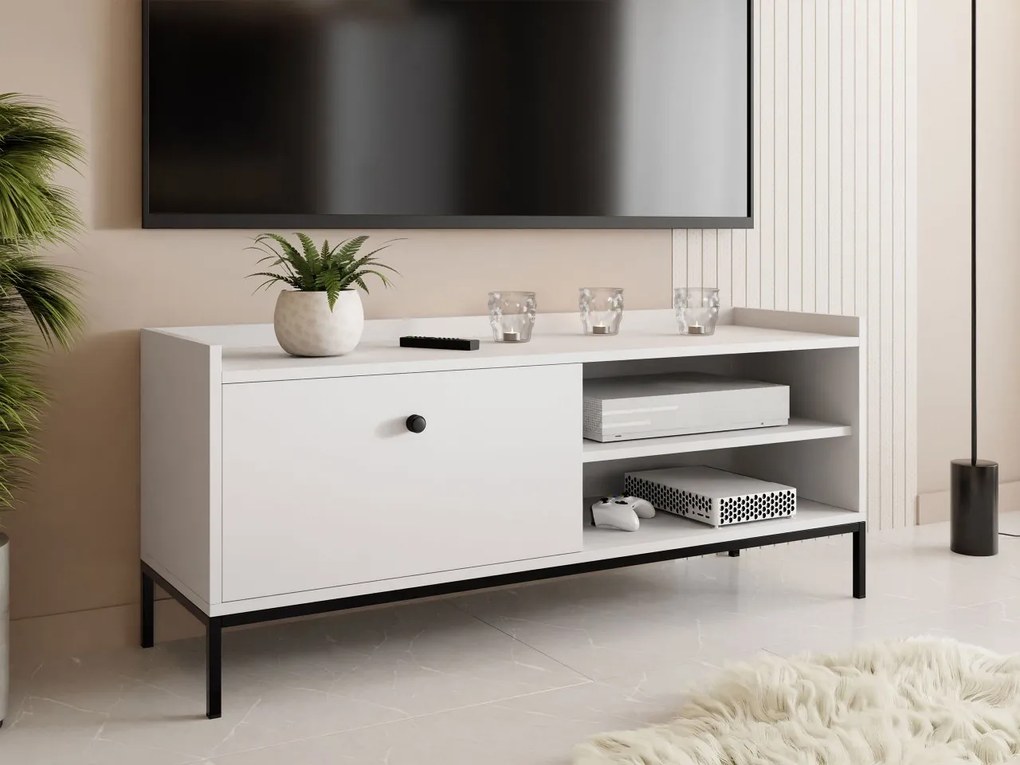 Tv stolík/skrinka Tuzzirt 1K, Farby: biela