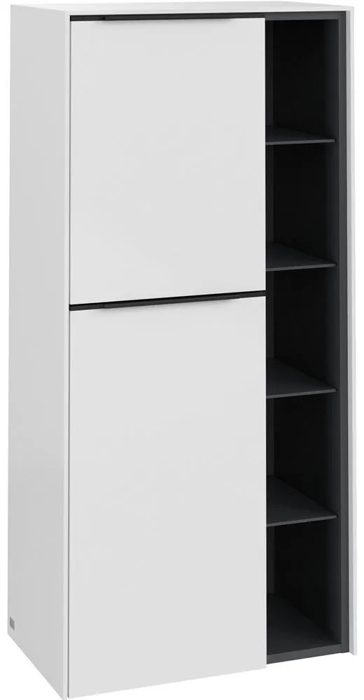 VILLEROY & BOCH Subway 3.0 závesná prostredná skrinka, 2 dvierka + 1 priehradka, pánty vľavo, 574 x 362 x 1200 mm, Brilliant White, C59801VE