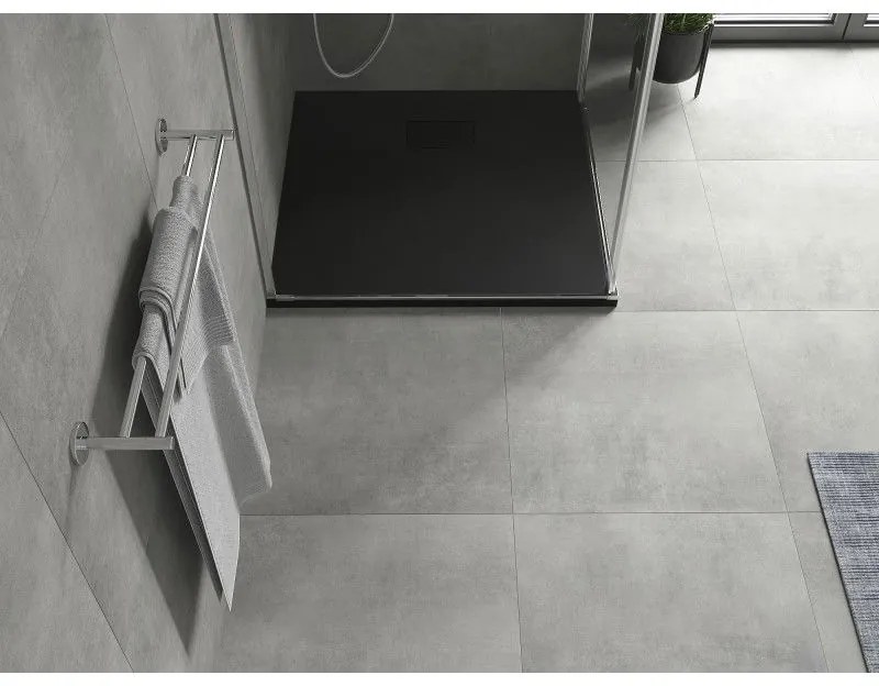 Mexen Hugo, štvorcová sprchová vanička SMC 70 x 70 cm, čierna, čierna krytka, 42707070-B