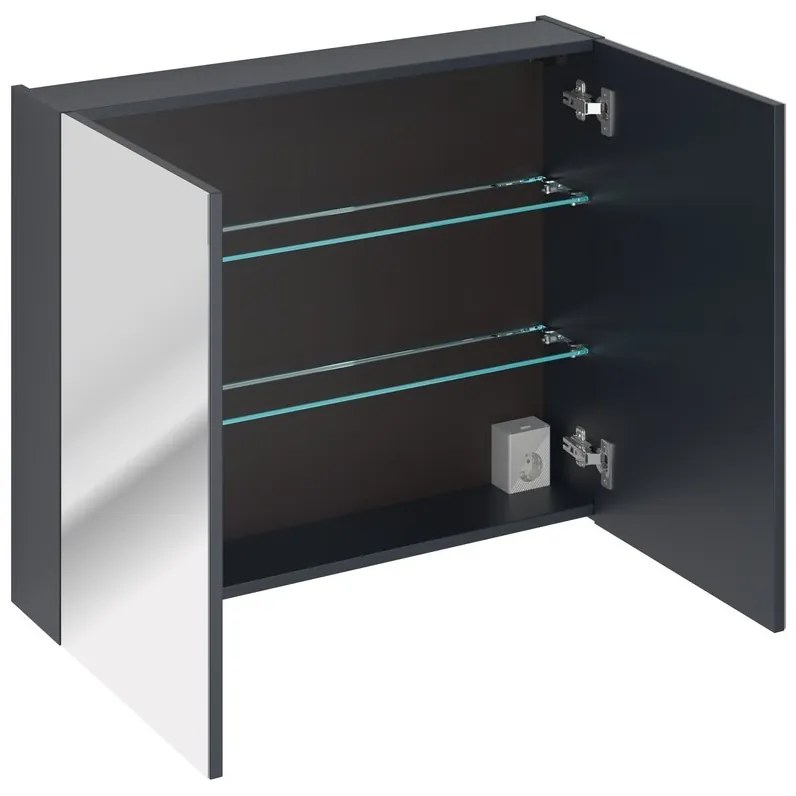 Závesná kúpeľňová skrinka so zrkadlom Santa Fe 84-80-B-2D tmavomodrá