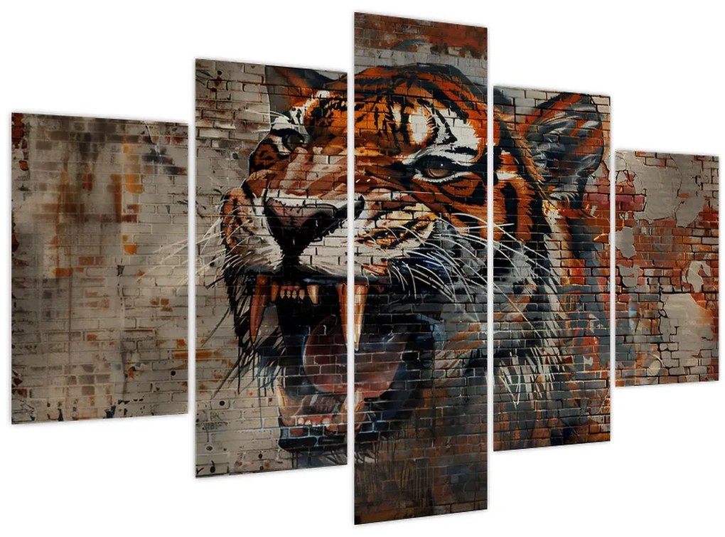 Obraz - Tiger z tehál (150x105 cm)