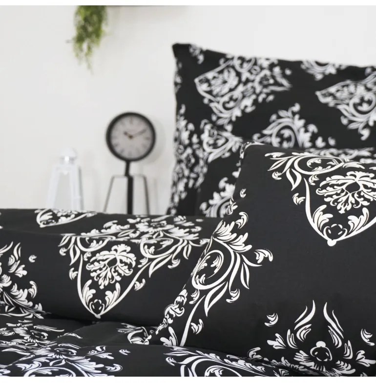 Obliečky Ornament čierny EMI, Predĺžený set jednolôžko obsahuje 1x 140x220 + 1x 70x90