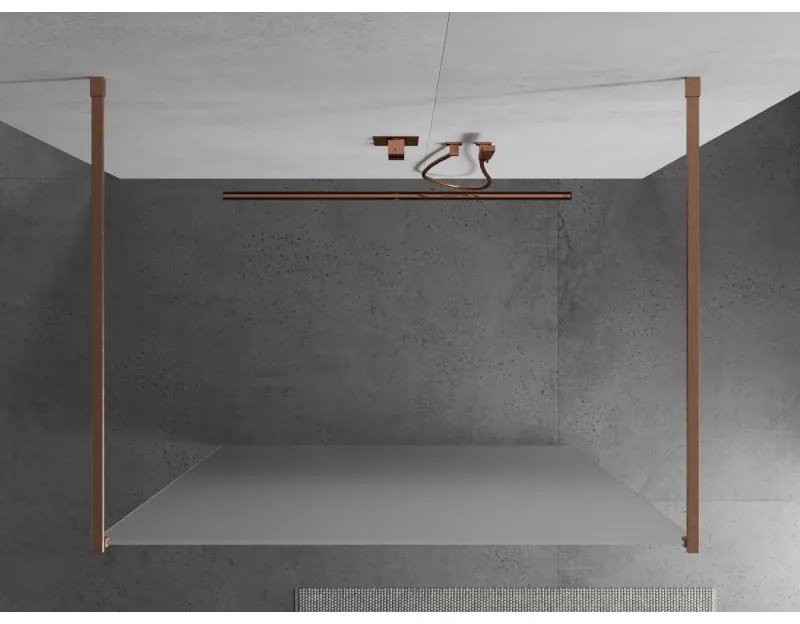 Mexen Kioto, sprchová zástena Walk-In 130 x 200 cm, 8mm sklo námraza, medený matný profil, 800-130-002-65-30