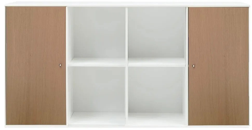 Biela nástenná komoda v dubovom dekore Hammel Mistral Kubus, 136 x 69 cm