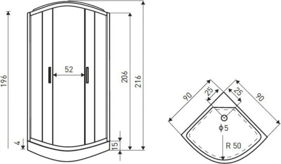 Novoterm Hydromasážny box NV-Pert 90x90
