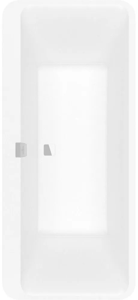 VILLEROY &amp; BOCH Squaro Edge 12 Excellence voľne stojaca vaňa z materiálu Quaryl (bez spoja medzi panelom a vaňou), odtok v strede, 1800 x 800 x 620 mm, biela alpská, UBQ180SQE9W2V-01