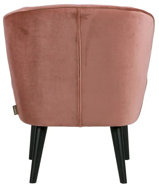 Ružové zamatové kreslo WOOOD Sara