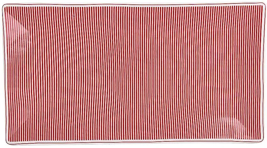 Krasilnikoff Porcelánová tácka Pinstripe Red