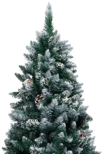 vidaXL Zasnežený umelý vianočný stromček s borovicovými šiškami 150 cm-