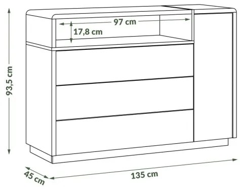 Komoda s zásuvkou FRED biela/šedá