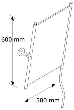 Sklopné zrkadlo s úchytom, 50 × 60 cm